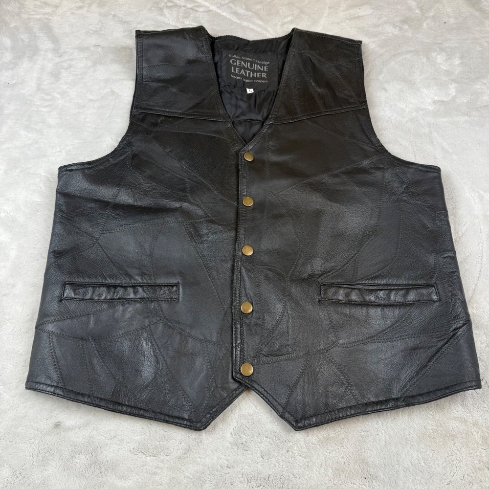 Navarre Leather Patchwork Vest Harley-Davidson Eagle Patch Black Mens‎ Large L